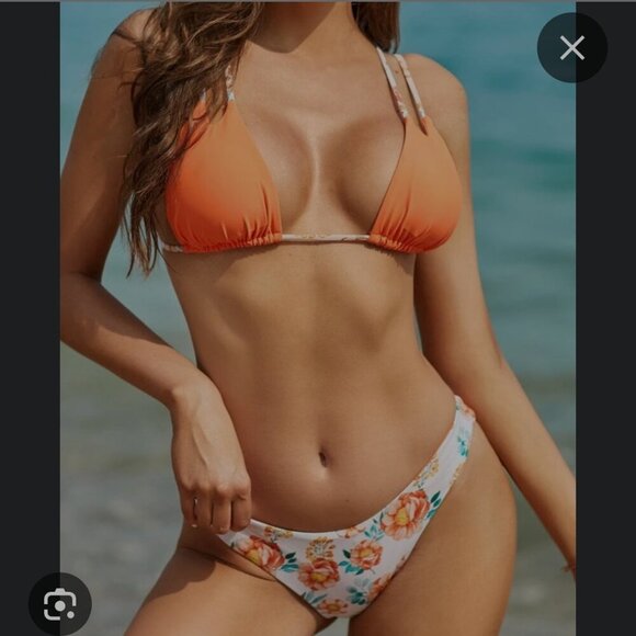 💎2/$18💎 NWT Shekini floral print criss cross back bikini Swimsuit - Picture 1 of 7